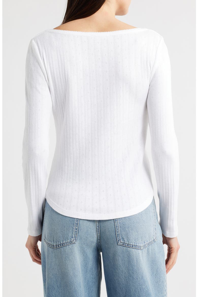 Long Sleeve Pointelle T-Shirt, Alternate, color, WHITE