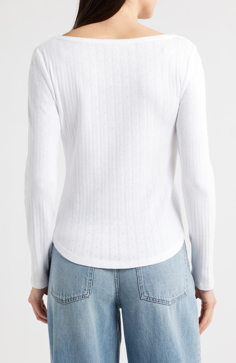 Madewell Long Sleeve Pointelle T-Shirt, Alternate, color, White