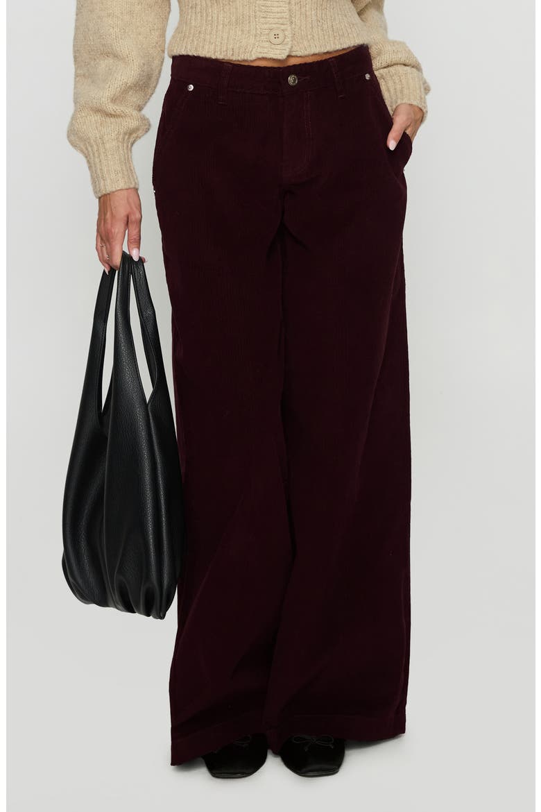Jacynda Low Rise Wide Leg Corduroy Pants, Main, color, CURRANT