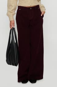 Princess Polly Jacynda Low Rise Wide Leg Corduroy Pants