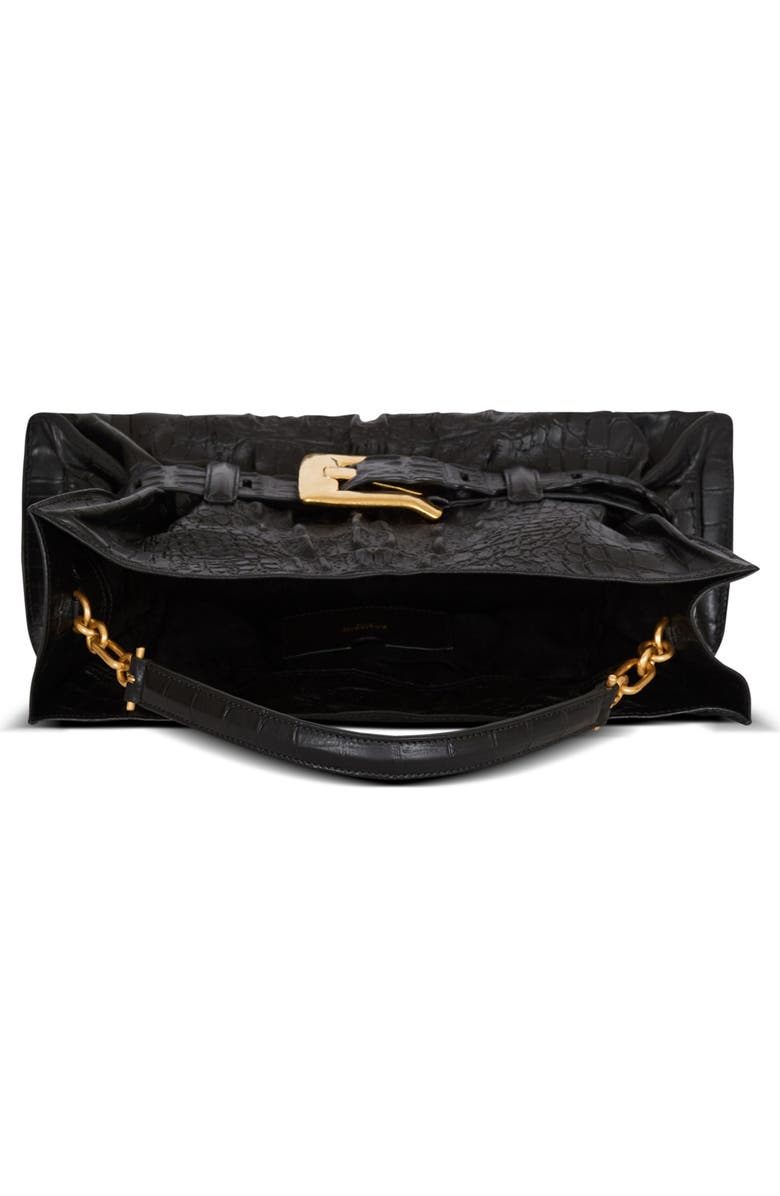 Balmain Medium Anthem bag in embossed crocodile-print calfskin, Alternate, color,