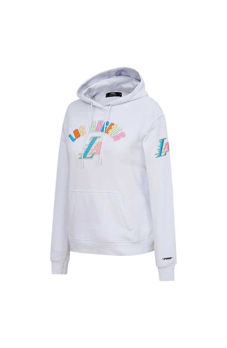 PRO STANDARD Women's Pro Standard  White Los Angeles Lakers Washed Neon Pullover Hoodie, Alternate, color, 