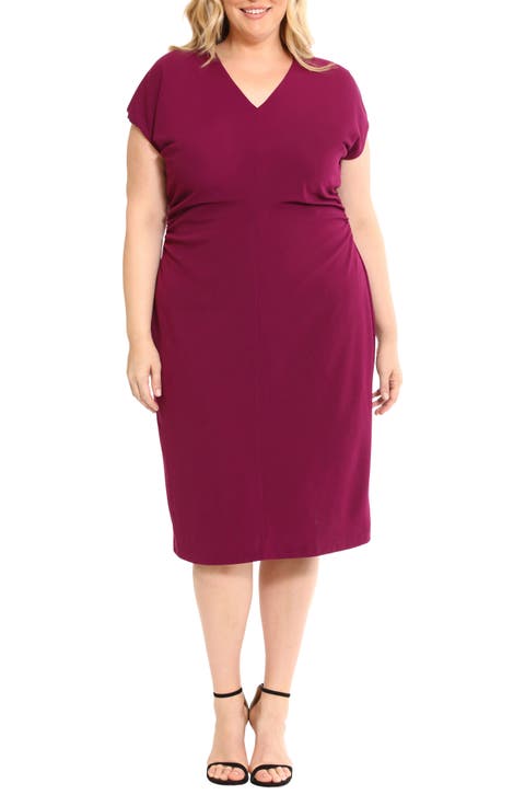 V-Neck Midi Dress (Plus)