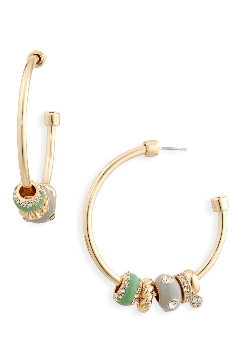 Stacked Ring Hoop Earrings, Main, color, CLEAR- GREEN- GOLD