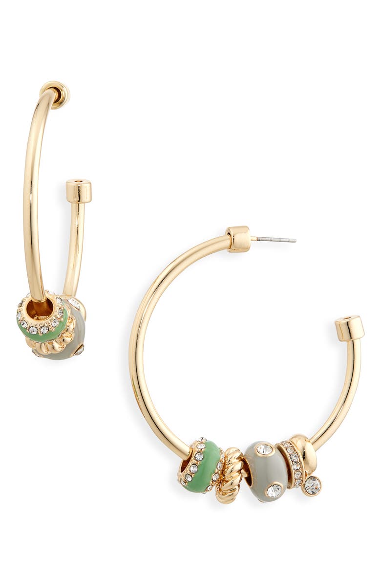 NORDSTROM RACK Stacked Ring Hoop Earrings, Main, color, Clear- Green- Gold