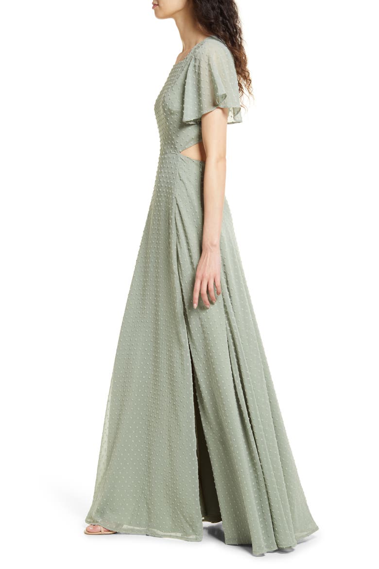 Deep in My Heart Swiss Dot Cutout Dress, Alternate, color, SAGE