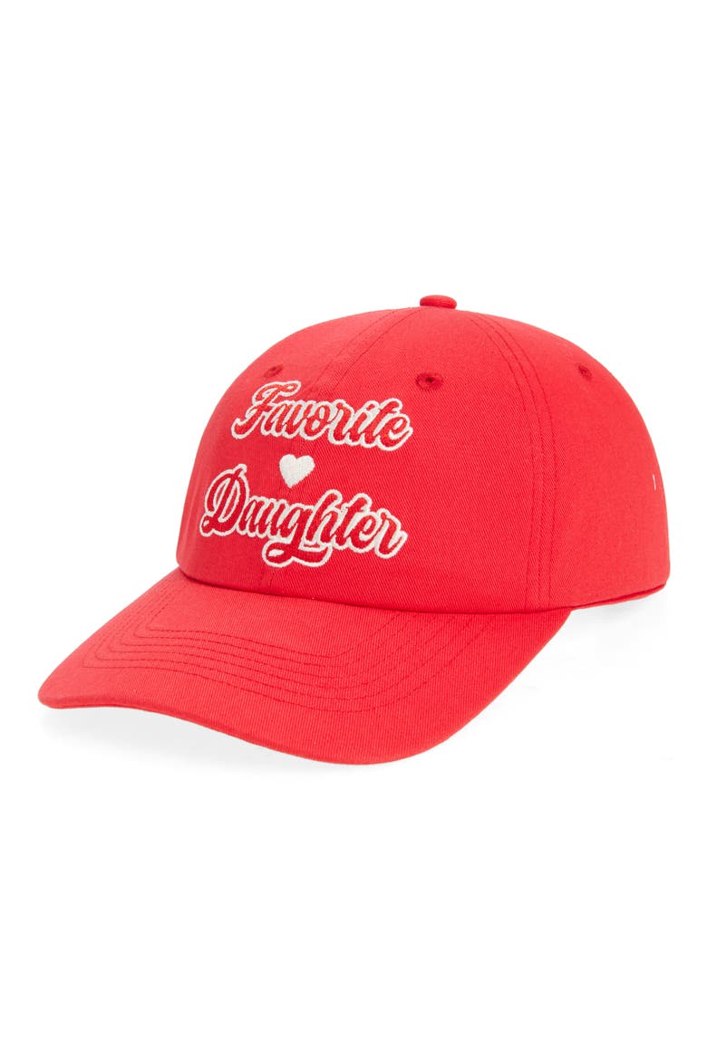 Valentine Logo Cotton Twill Baseball Cap, Main, color, RED