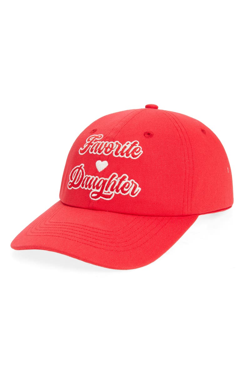 Favorite Daughter Valentine Logo Cotton Twill Baseball Cap, Main, color, Red