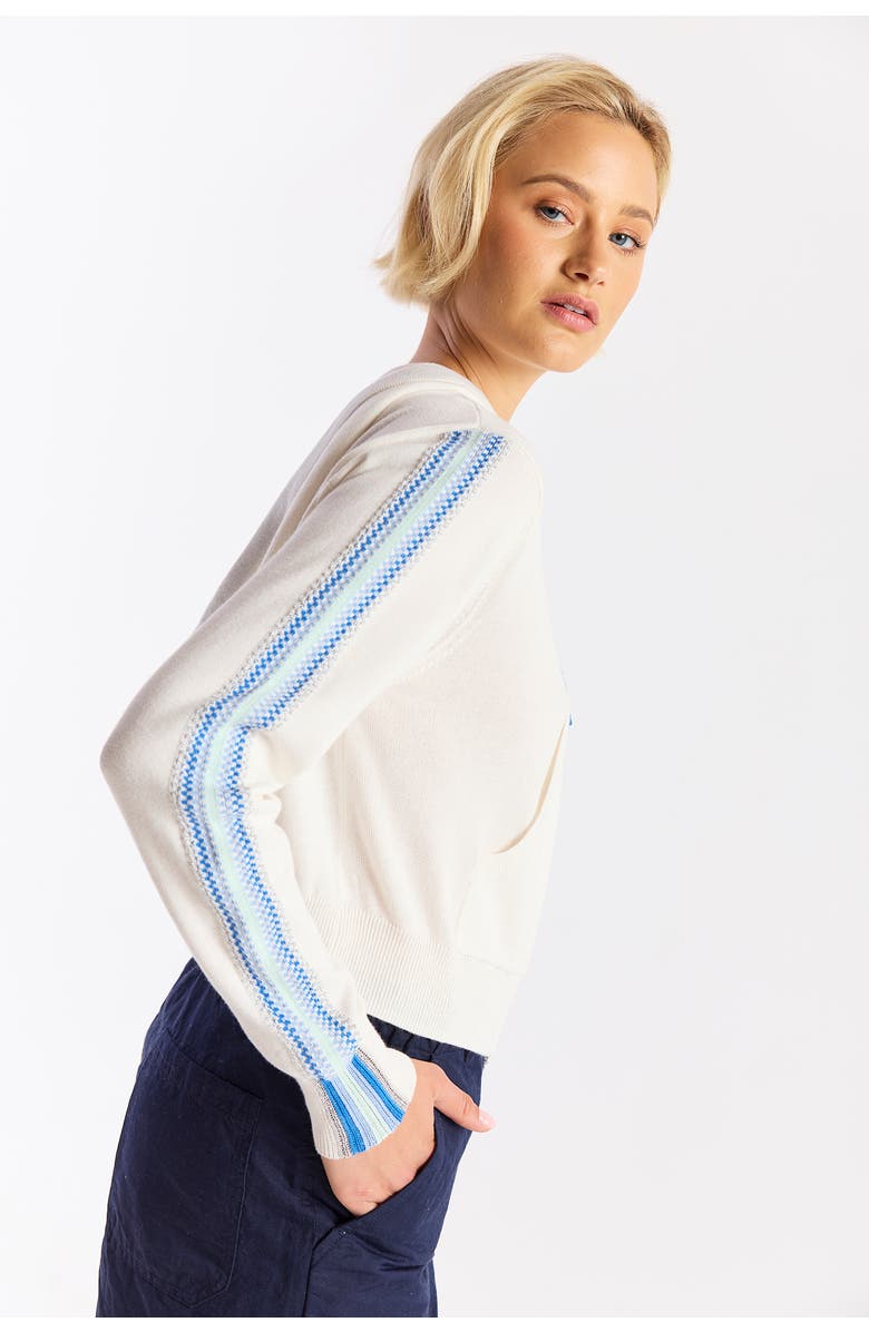 WISPR Geo Sleeve Cropped Hoodie, Alternate, color, Ivory/Azul
