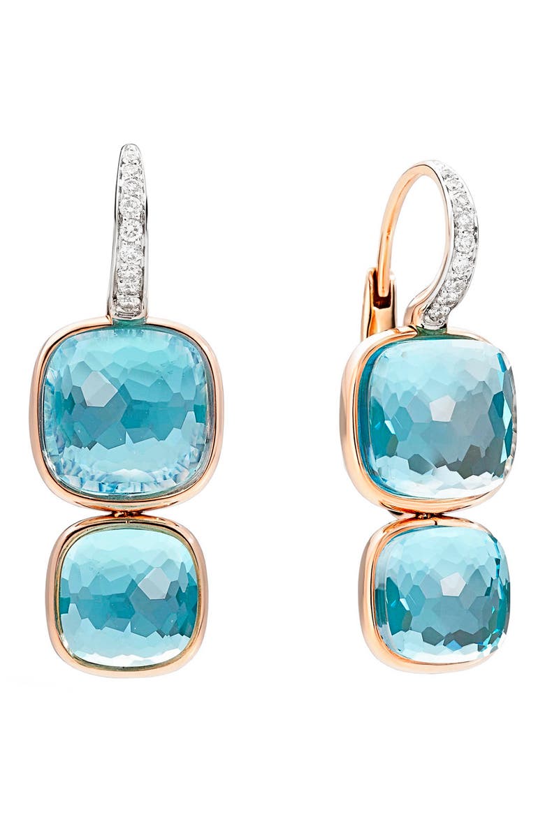 Nudo Sky Blue Topaz & Diamond Drop Earrings, Main, color, SKY BLUE TOPAZ