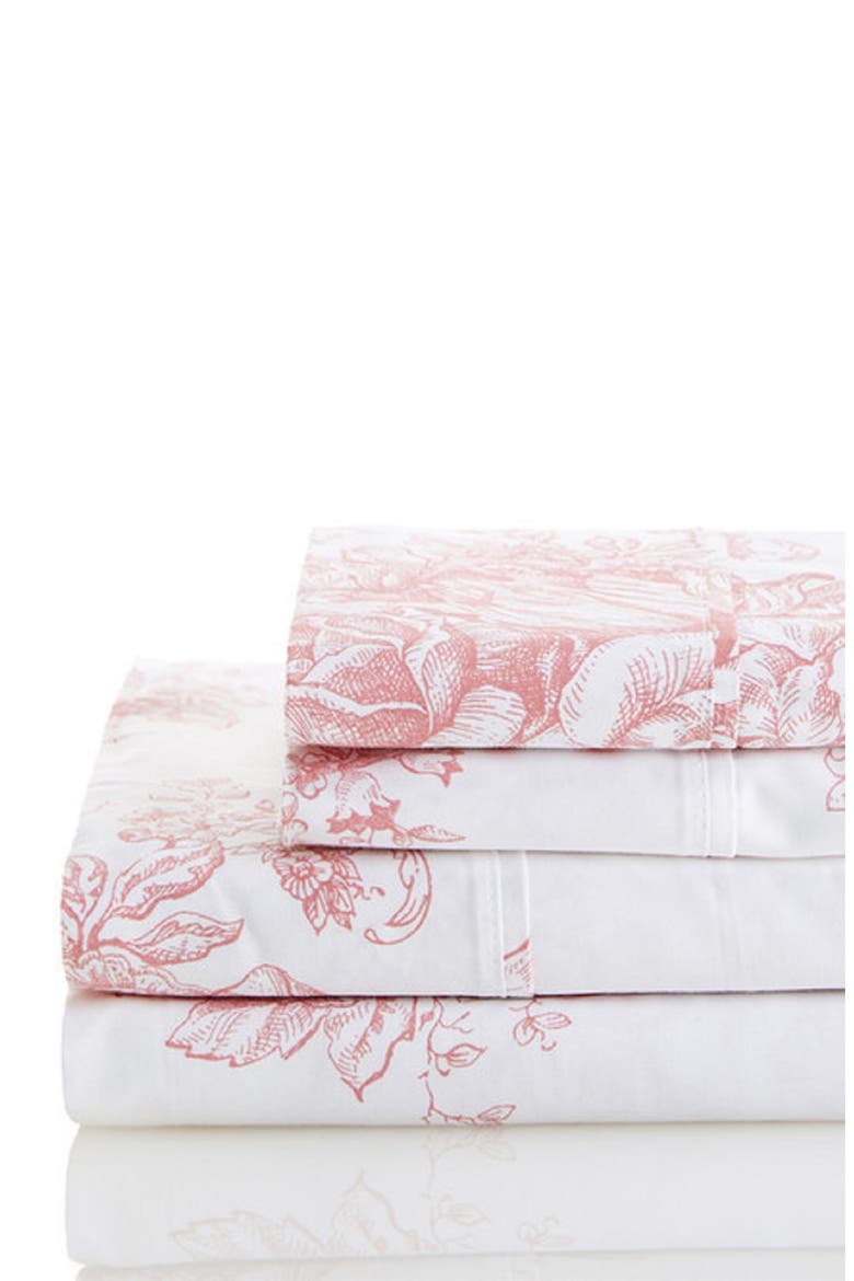 Toile Print 400 Thread Count Cotton Sheet Set, Main, color, MAUVE