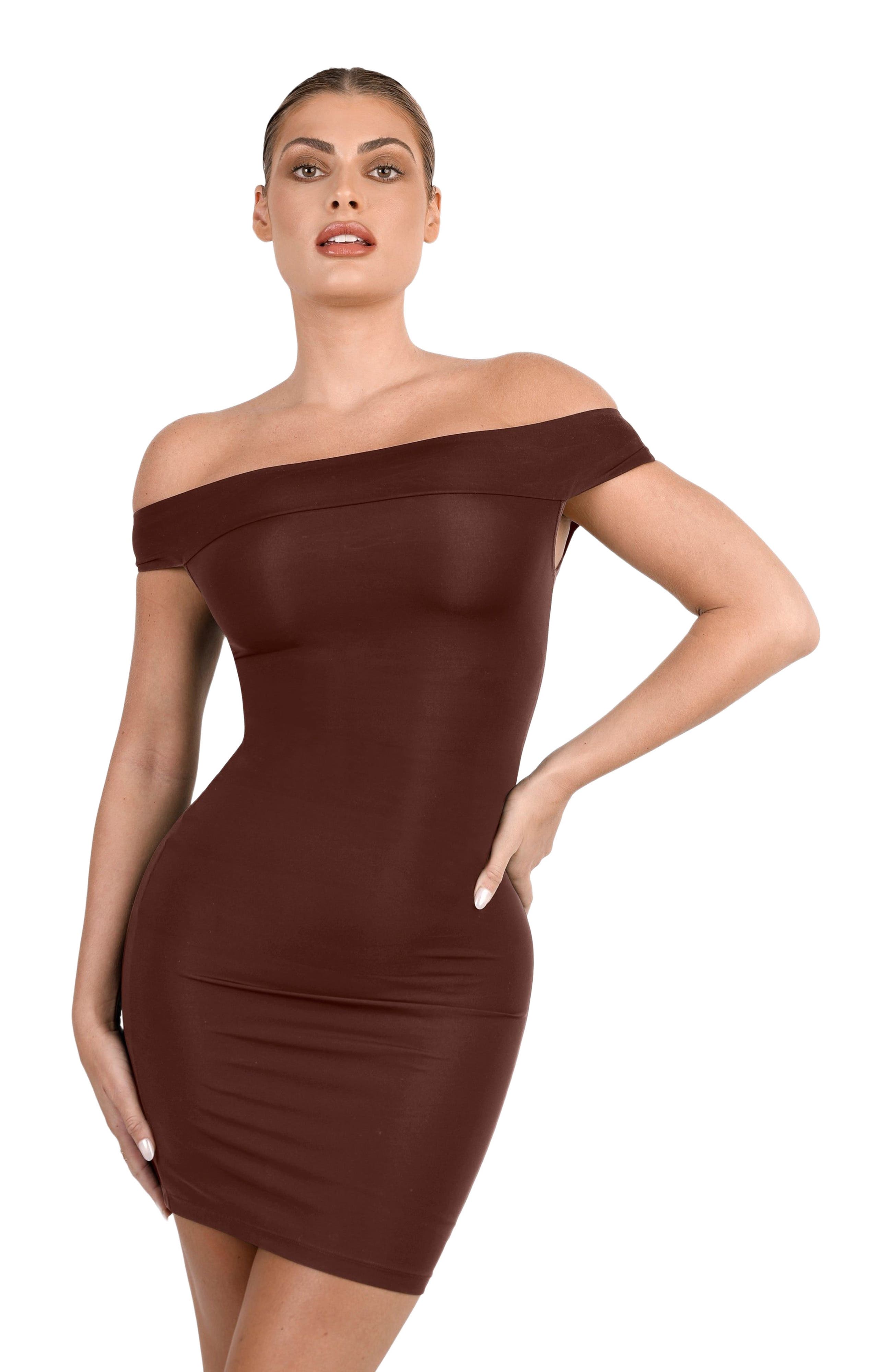 Shapewear Off-the-Shoulder Bodycon Mini Dress - image 3