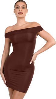 Popilush Shapewear Off-the-Shoulder Bodycon Mini Dress