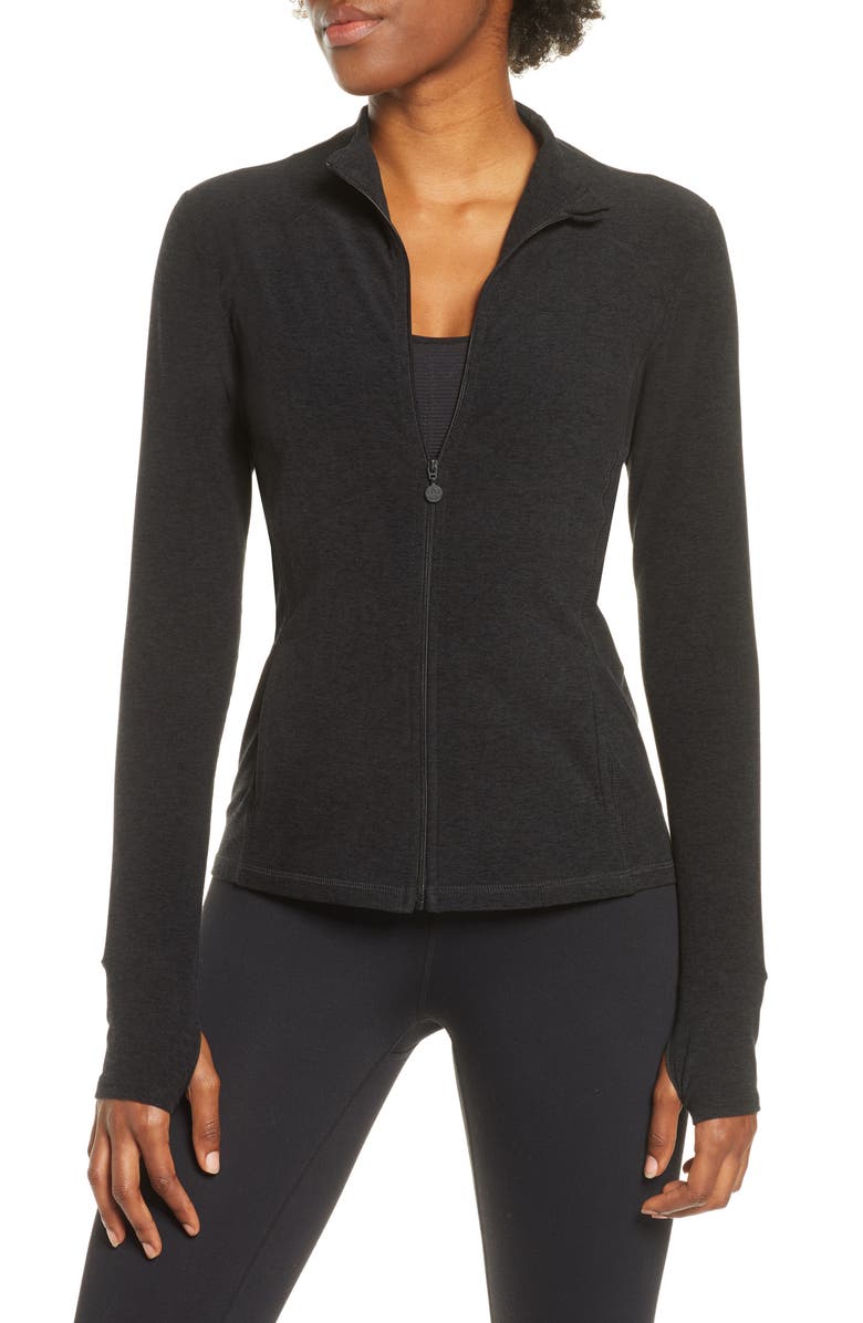 Beyond Yoga Mock Neck Front Zip Jacket, Main, color, 