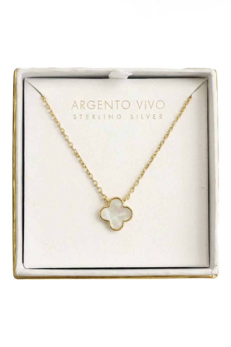 Mother-of-Pearl Clover Pendant Necklace, Alternate, color, GOLD/ MOP