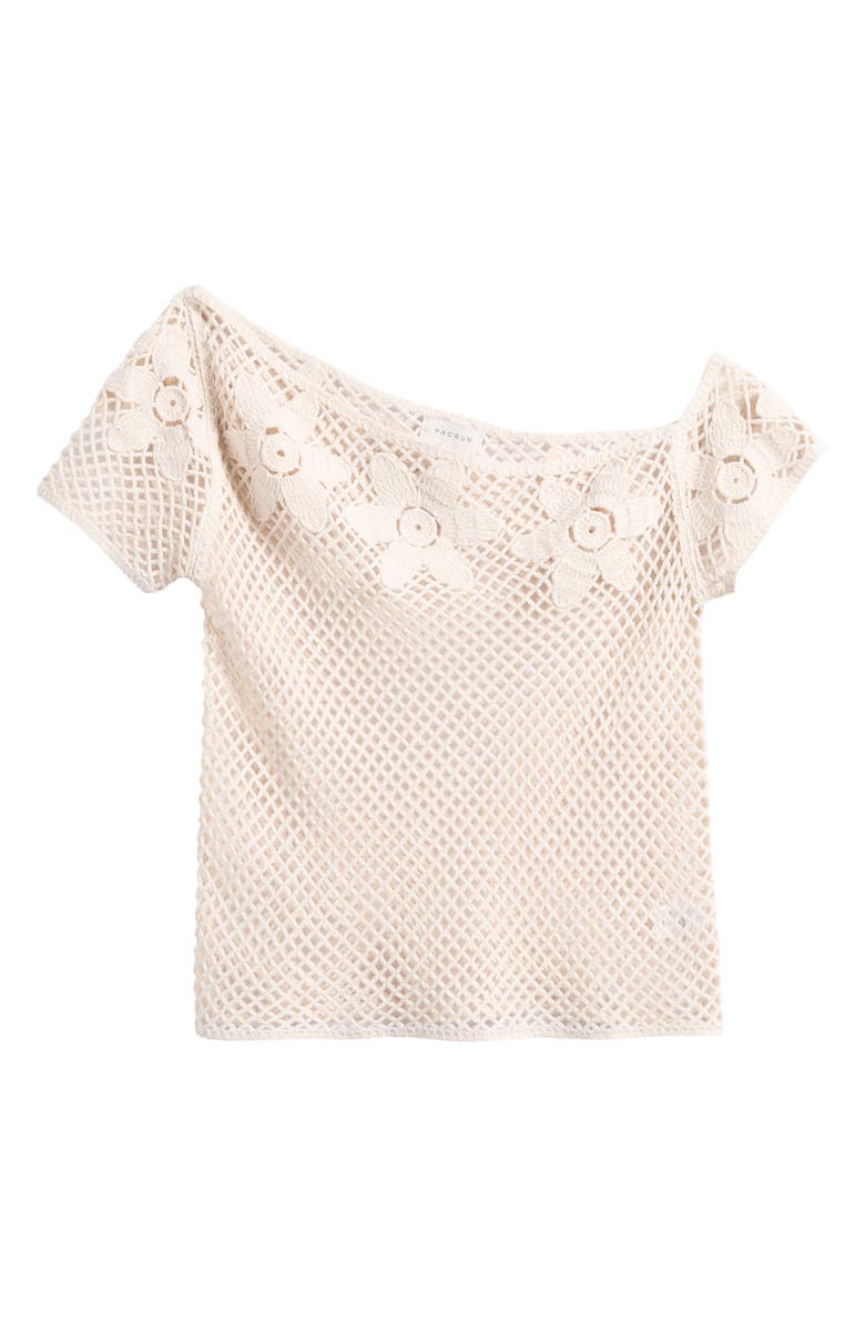 PacSun Valerie Open Stitch One-Shoulder Top, Alternate, color, Ivory