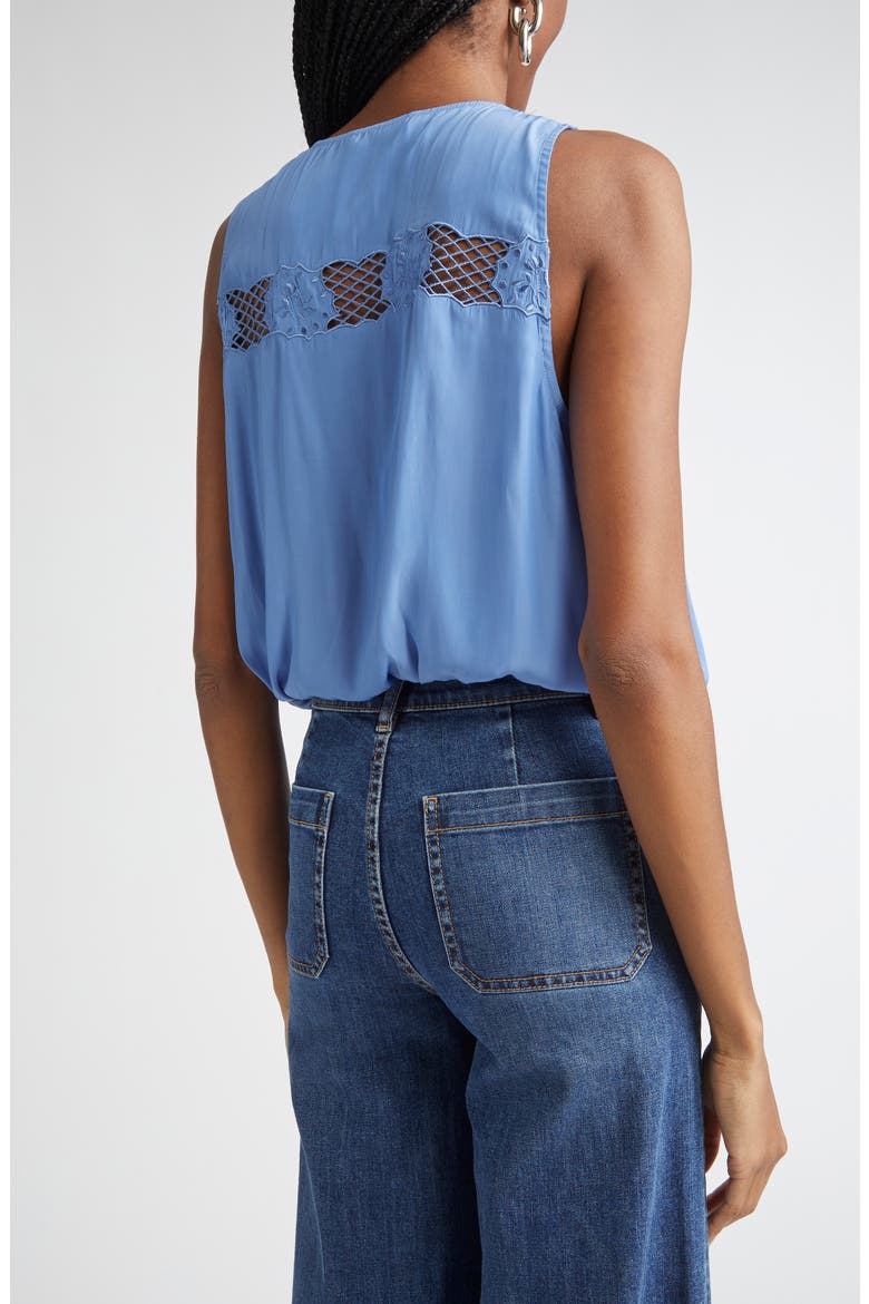 Daisy Embroiderd Wrap Front Top, Alternate, color, CORNFLOWER BLUE