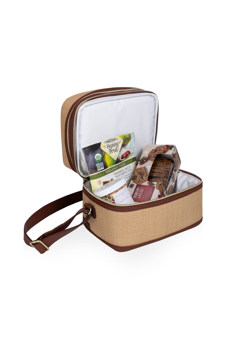 Margot Insulated Lunch Tote Bag with Utensils, Alternate, color, Beige with Brown Accents
