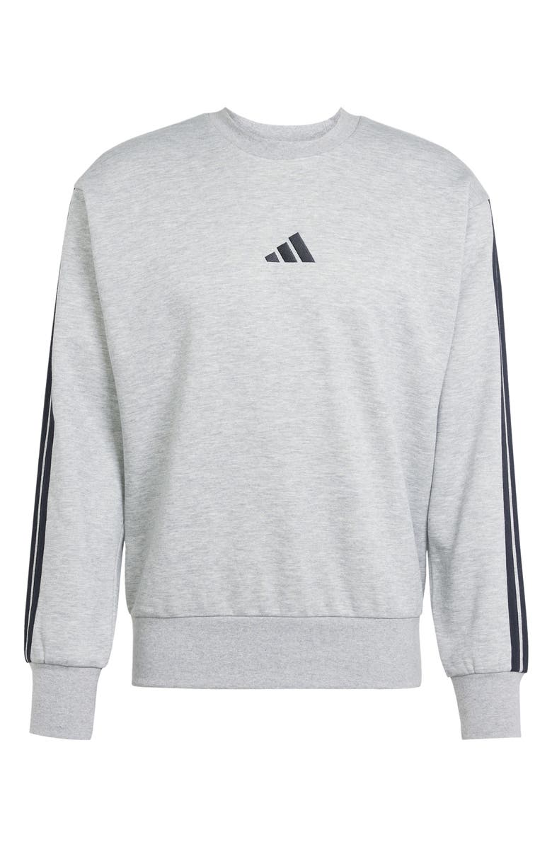 adidas Essential 3-Stripes Fleece Pullover, Alternate, color, Medium Grey Heather/ /