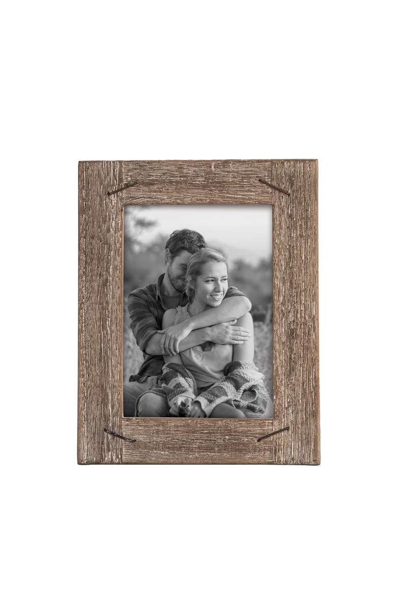 Foreside Home and Garden Single Photo Glass 5x7 Family & Friends Distressed Wood w/ Nail Accents Picture Photo Frame, Main, color, Brown