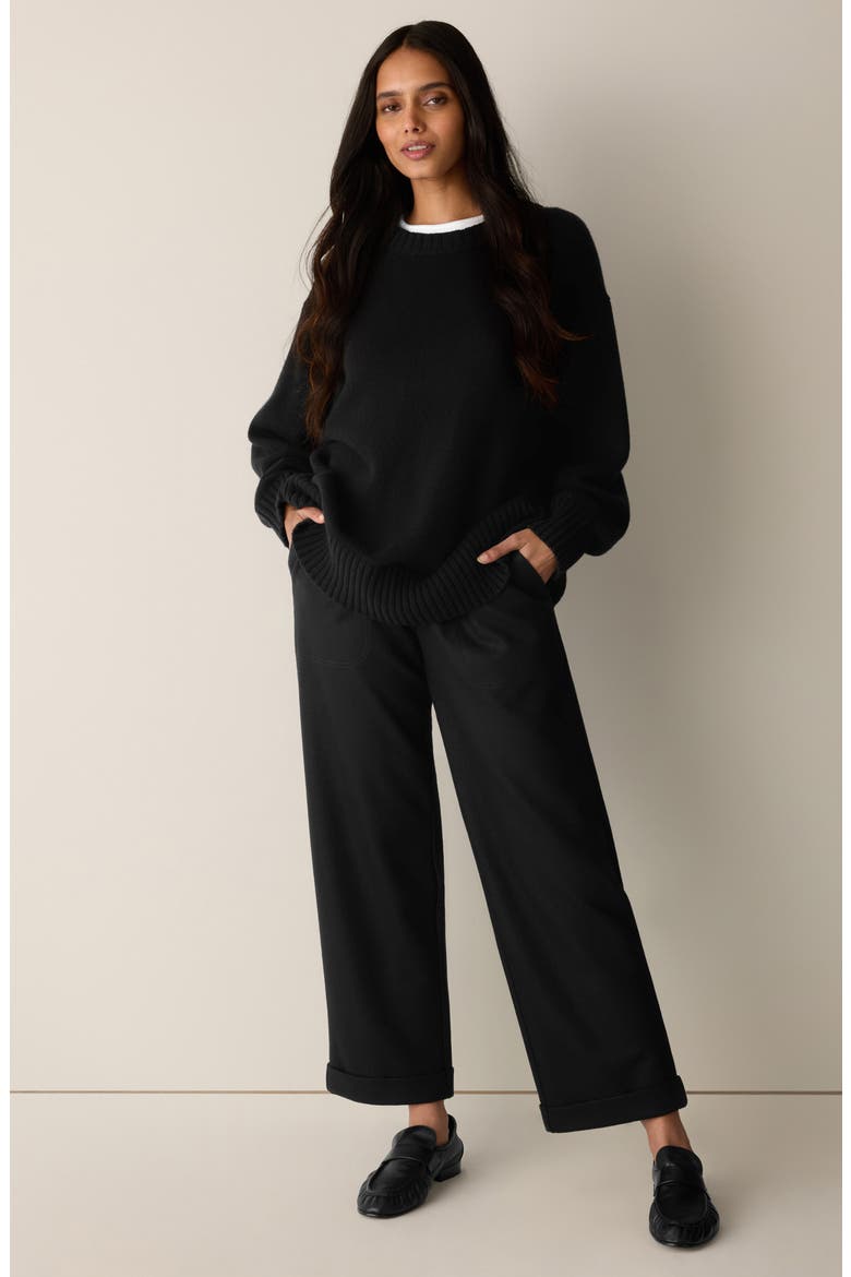 Wool Ankle Straight Leg Pants, Alternate, color, BLACK