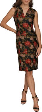 Donna Karan New York Floral Jacquard Sleeveless Dress
