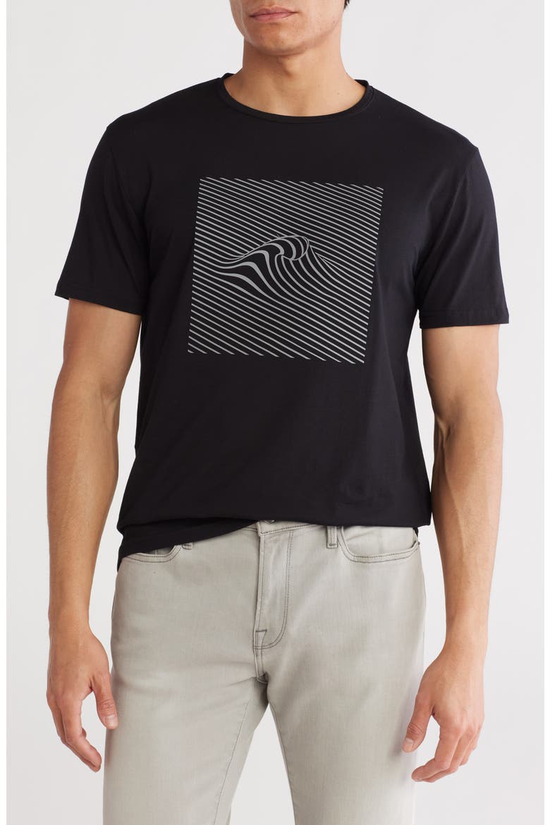 3D Abstract Stretch Cotton Graphic T-Shirt, Main, color, BLACK