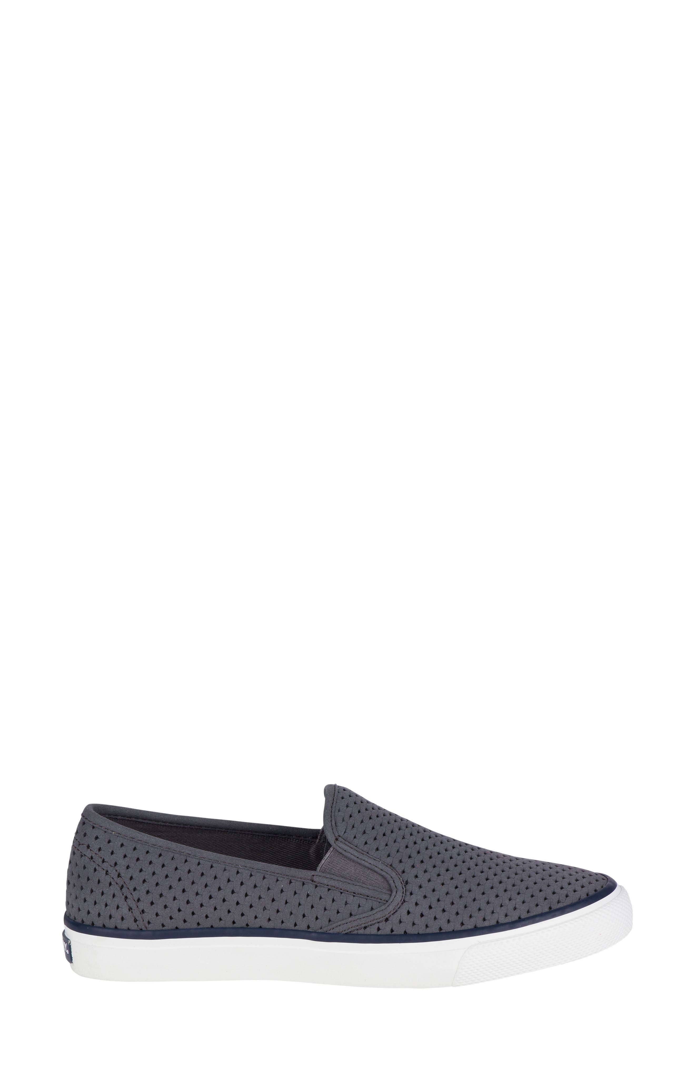 Sperry 'Seaside' Perforated Slip-On Sneaker, Alternate, color, DARK GREY LEATHER