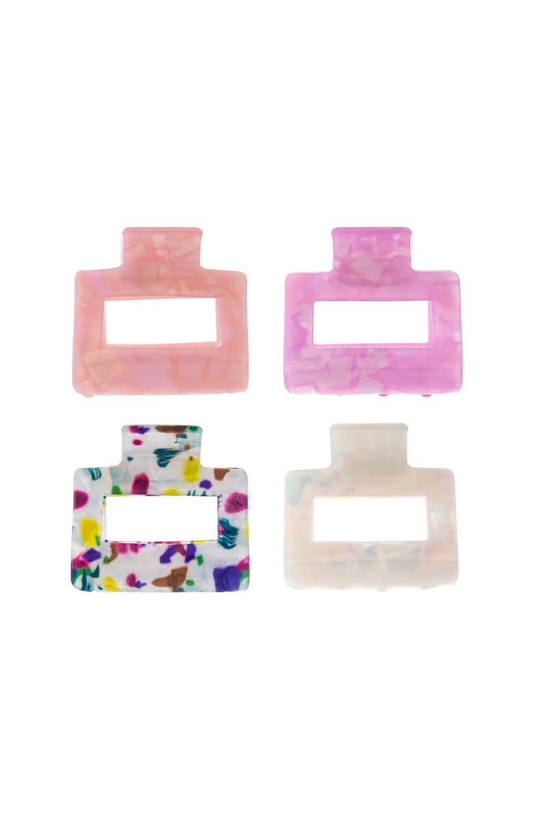 BY ADINA EDEN Iridescent Rectangle Claw Clip Set, Main, color, Multi Color