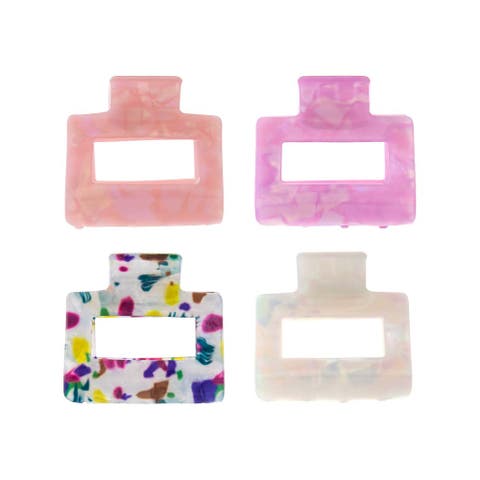 Iridescent Rectangle Claw Clip Set