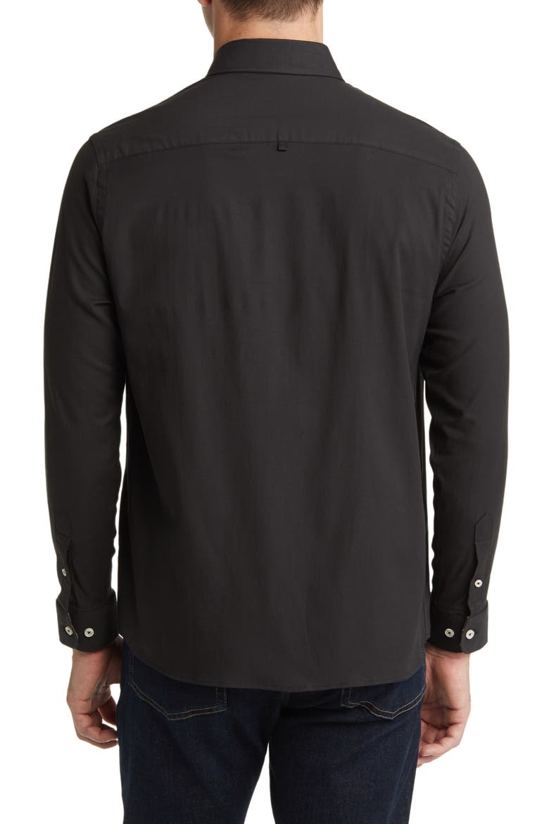 Solid Cotton & Lyocell Button-Up Shirt, Alternate, color, BLACK
