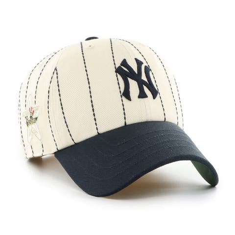 Men's '47 x Rawlings Natural/Navy New York Yankees Pinstripe Clean Up Adjustable Hat