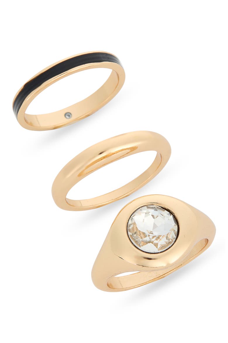 Set of 3 Organic Stacking Rings, Main, color, BLACK MULTI- GOLD