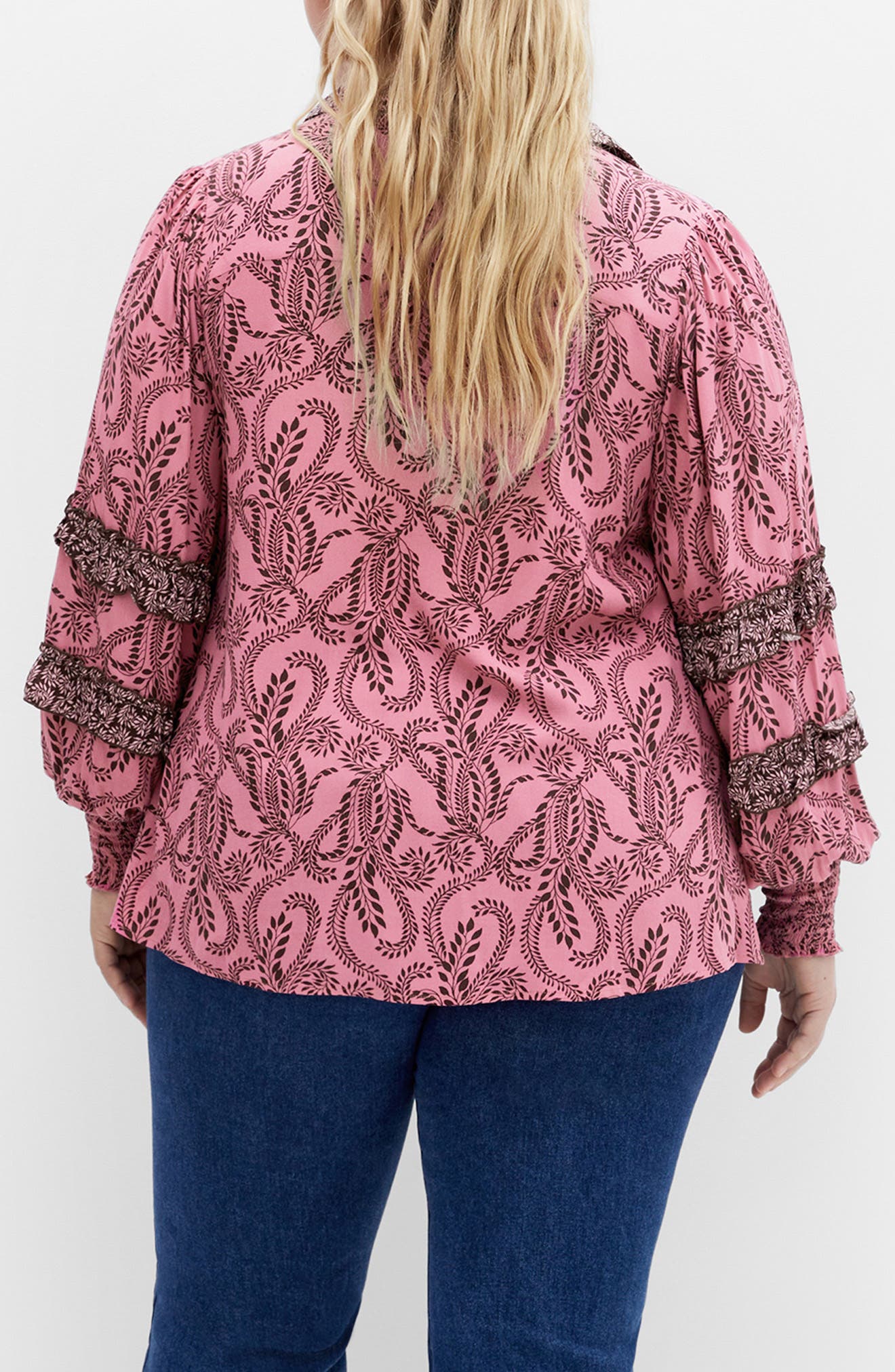 Lylah Mixed Print Long Sleeve Button-Up Shirt - image 4