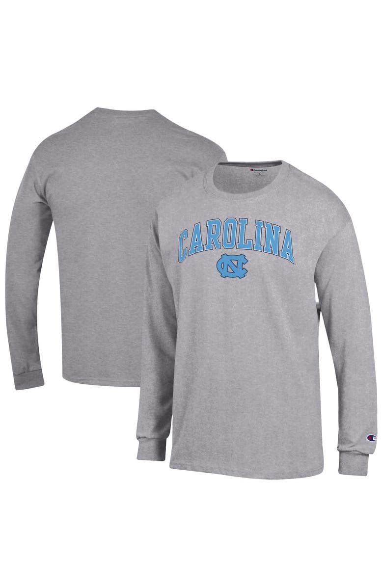 Champion Men's Champion  Heather Gray North Carolina Tar Heels Arch Over Logo Long Sleeve T-Shirt, Main, color, Heather Gray