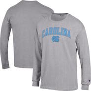 Champion Men's Champion Heather Gray North Carolina Tar Heels Arch Over Logo Long Sleeve T-Shirt