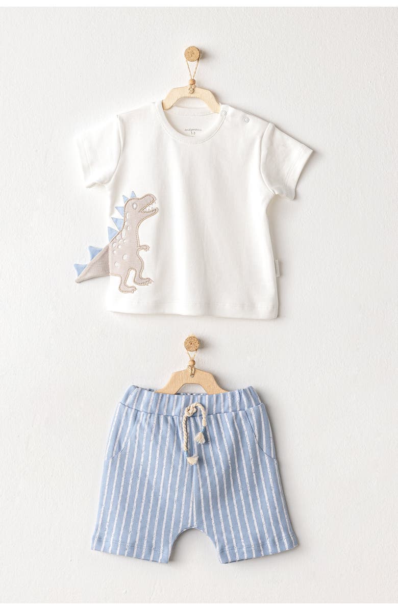 Andy Wawa Shorts Dinosaur Shirt Outfit Set, Alternate, color, Light Blue