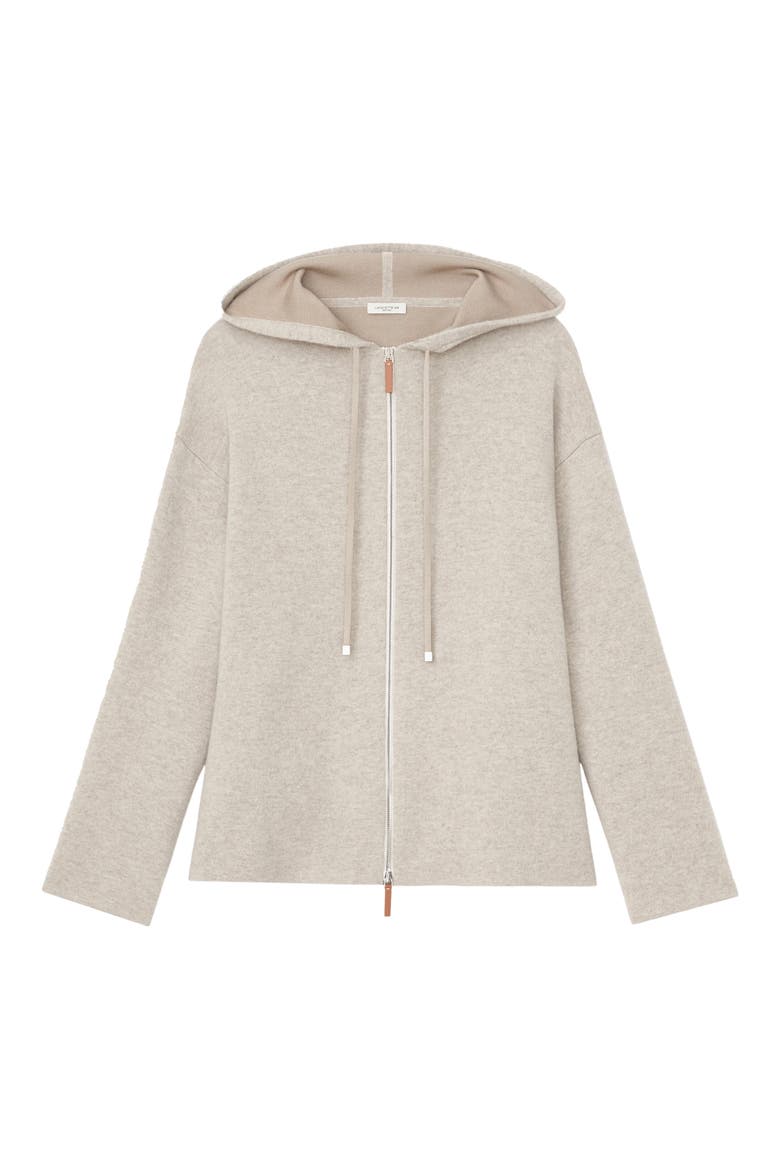 Double Knit Cashmere Zip Hoodie, Alternate, color, TAUPE MELANGE