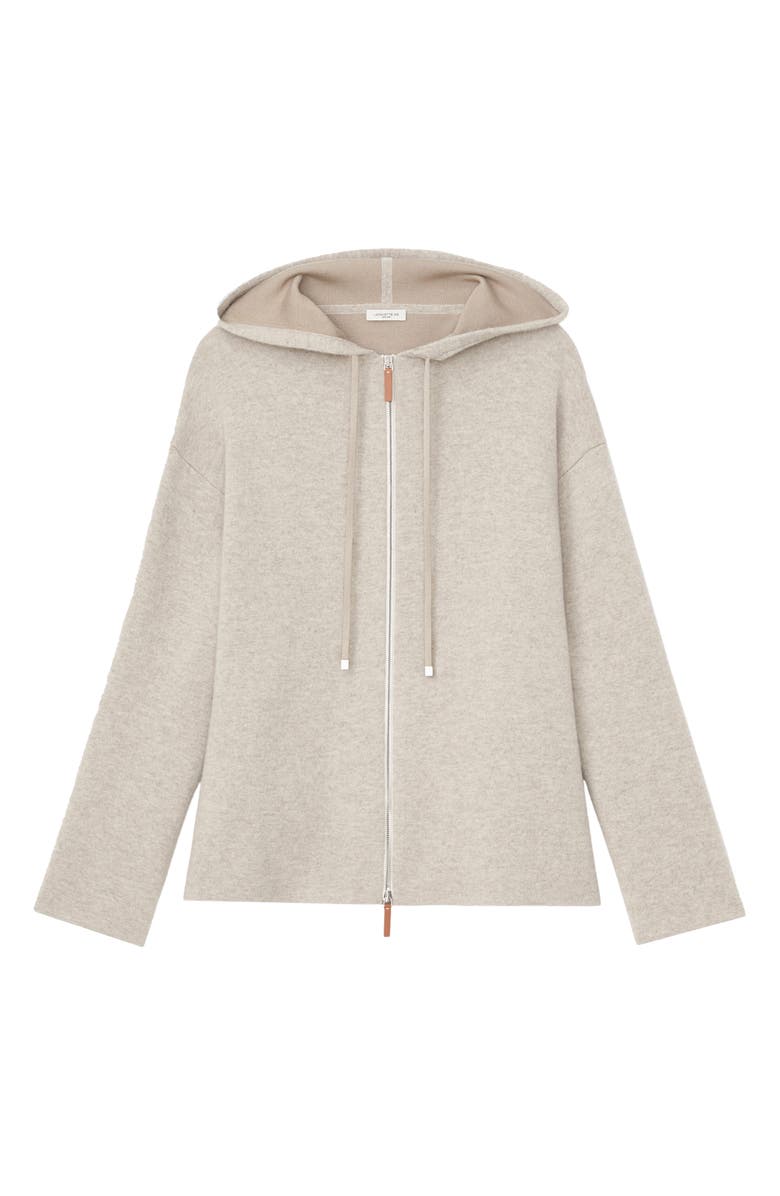 Lafayette 148 New York Double Knit Cashmere Zip Hoodie, Alternate, color, Taupe Melange
