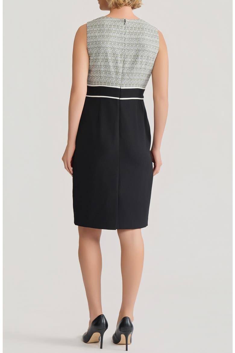 Holiday Mixed Media Sheath Dress, Alternate, color, BLACK/ LODEN DUSK