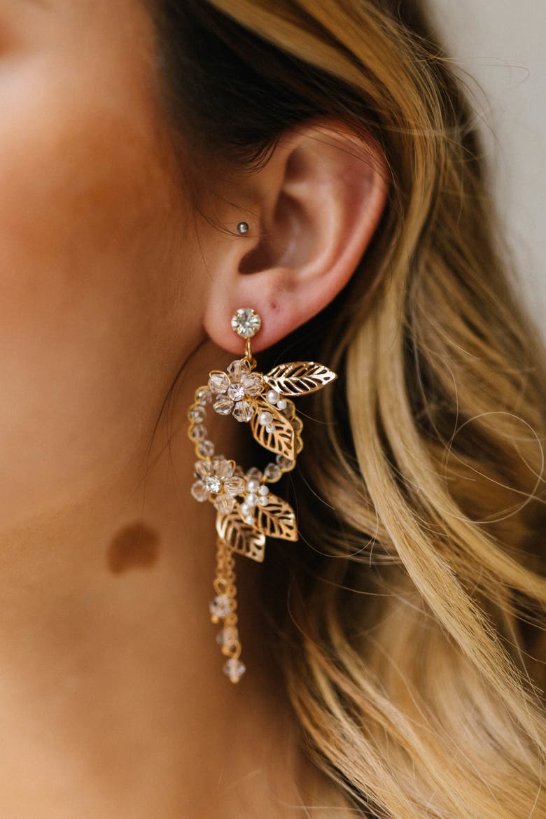 Marlowe Bridal Earrings, Main, color, Gold