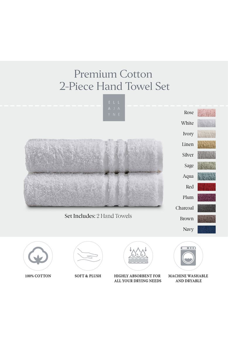 ELLA JAYNE HOME 2-Pack Cotton Hand Towel Set, Alternate, color, White
