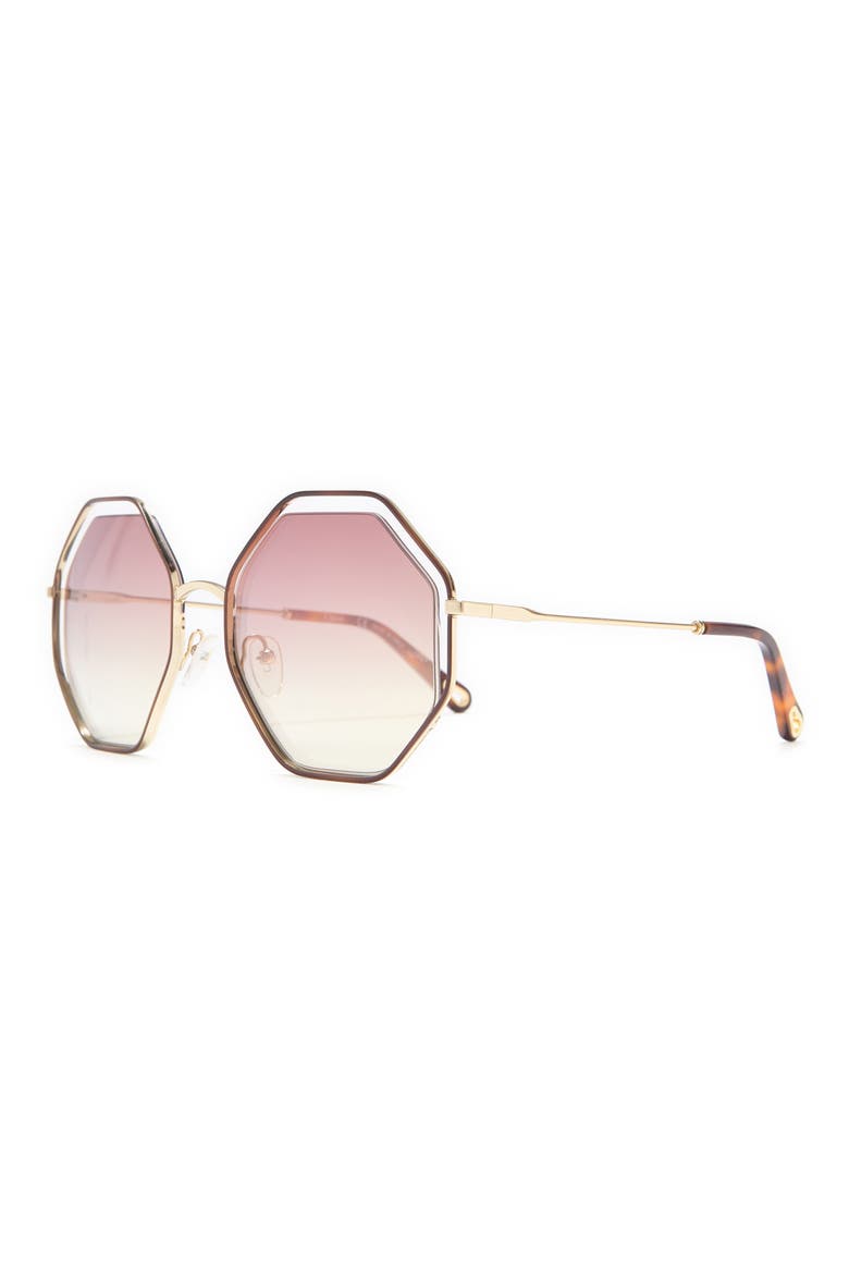 58mm Geometric Sunglasses, Alternate, color, HAVANA/BRONZE