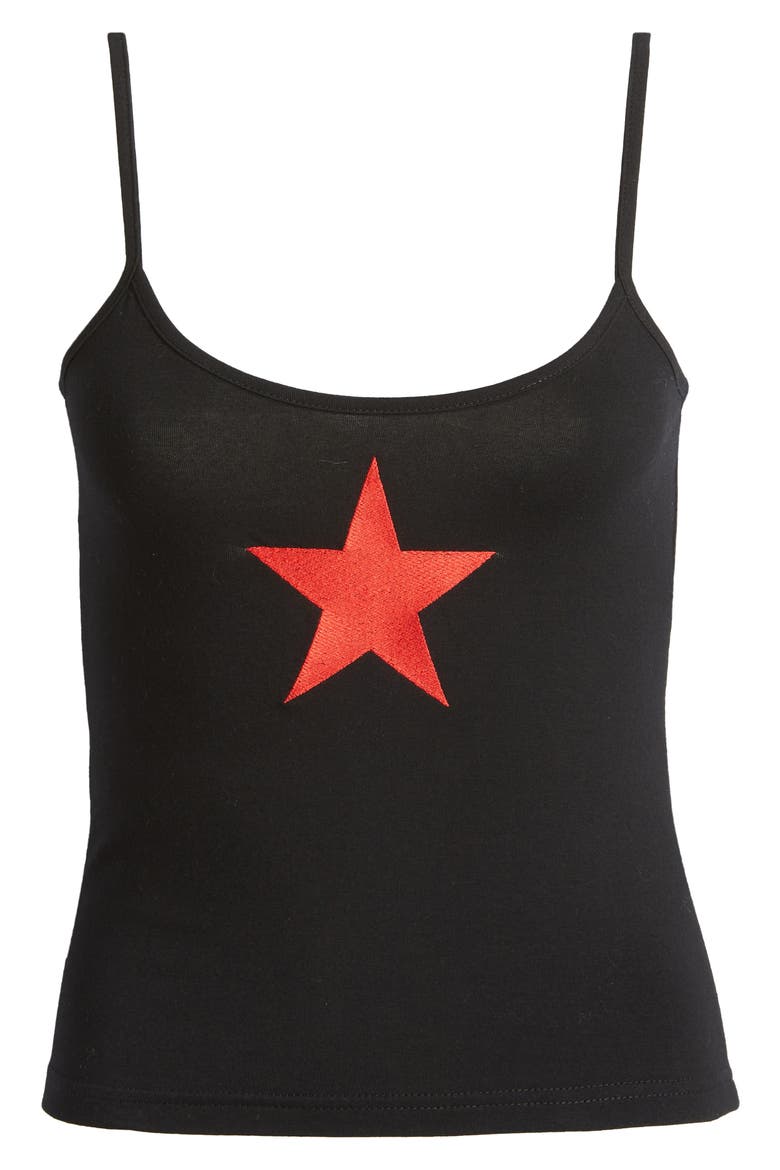 Starring Cotton Graphic Crop Camisole, Alternate, color, BLACK