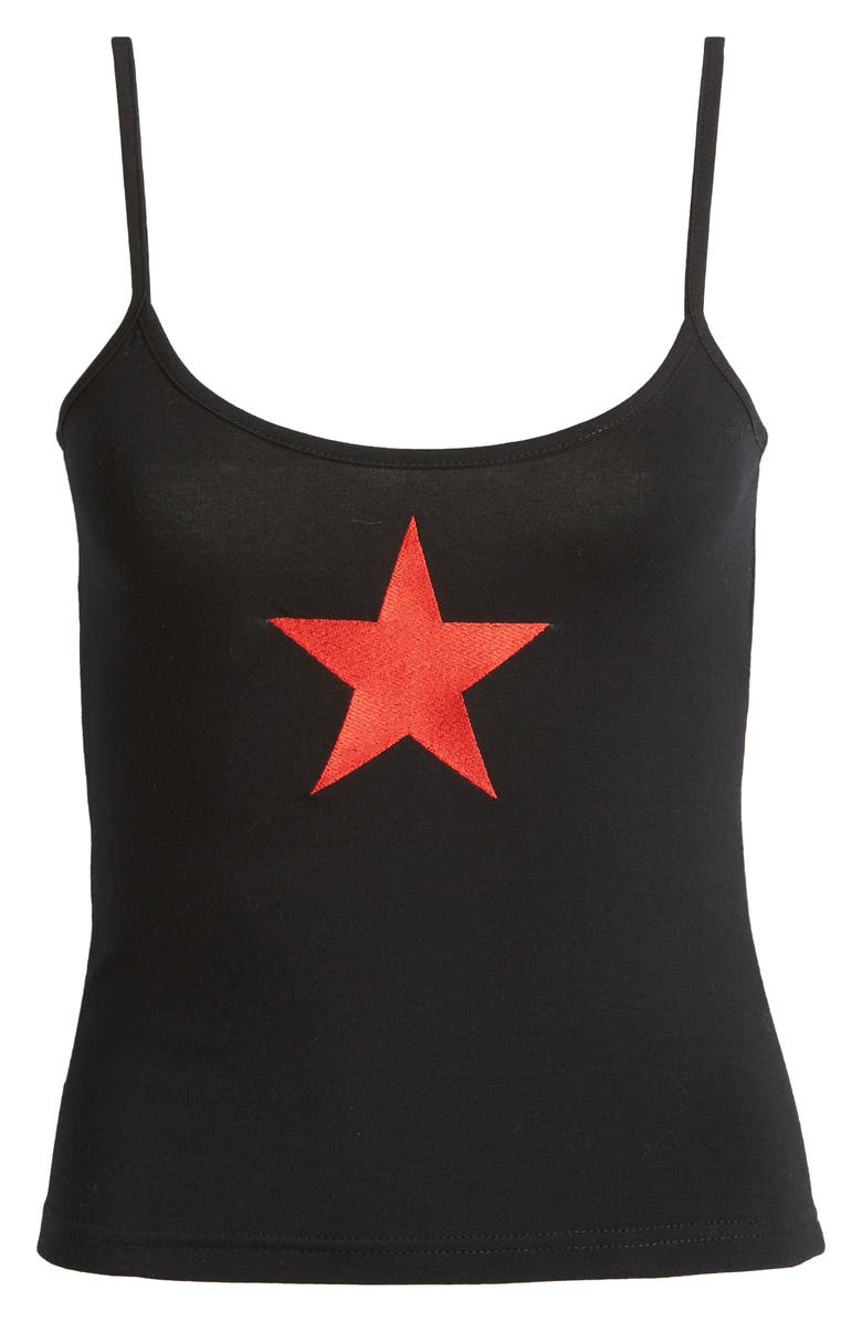 EDIKTED Starring Cotton Graphic Crop Camisole, Alternate, color, Black