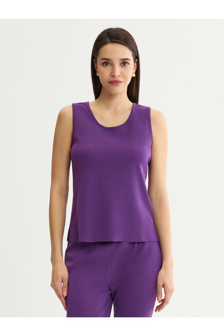 Double Scoop Neck Mylana Knit Tank, Main, color, Fresh Purple