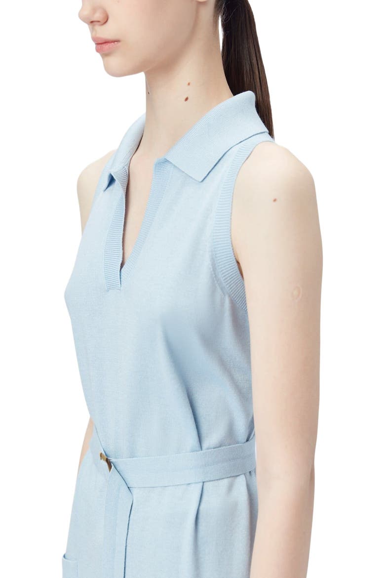 Sleeveless Silk Cashmere Polo Dress, Alternate, color, powder blue