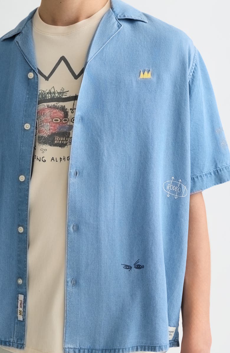 Scotch & Soda x Basquiat Indigo Shirt, Alternate, color, Washed Indigo