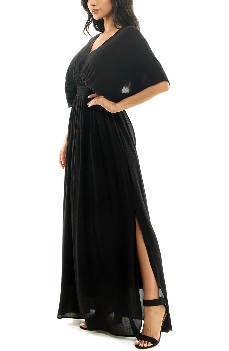 Nina Leonard V-Neck Smocked Waist Maxi Dress, Alternate, color, 