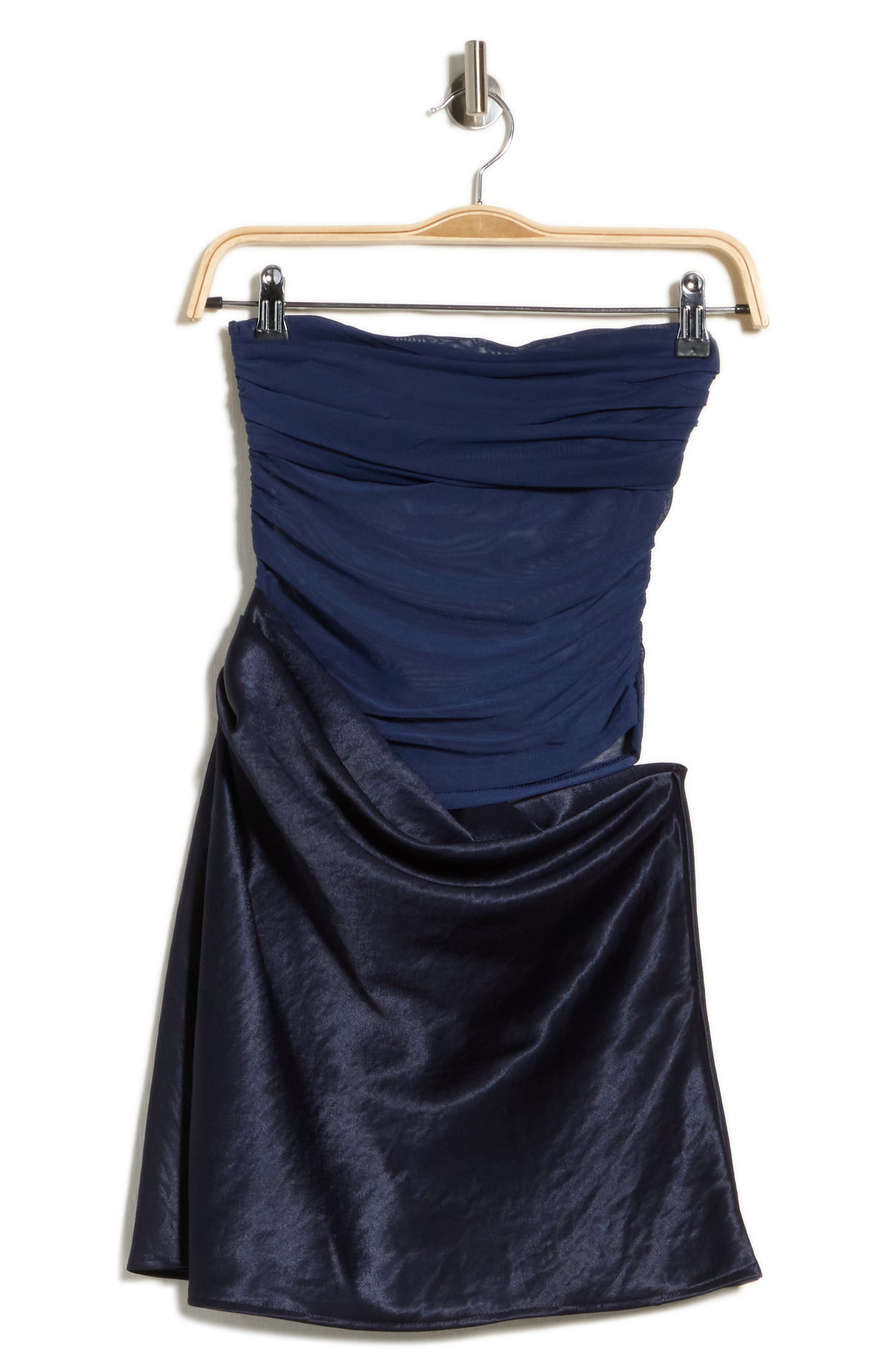 Elemental Strapless Mesh & Satin Minidress